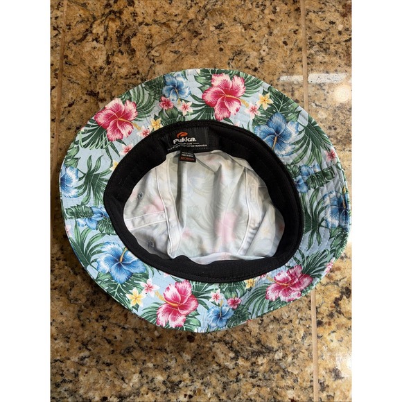 PUKKA Blue Hawaiian Tropical Palm Floral Flower Bucket Hat Accessory Adult S/M - Picture 9 of 11